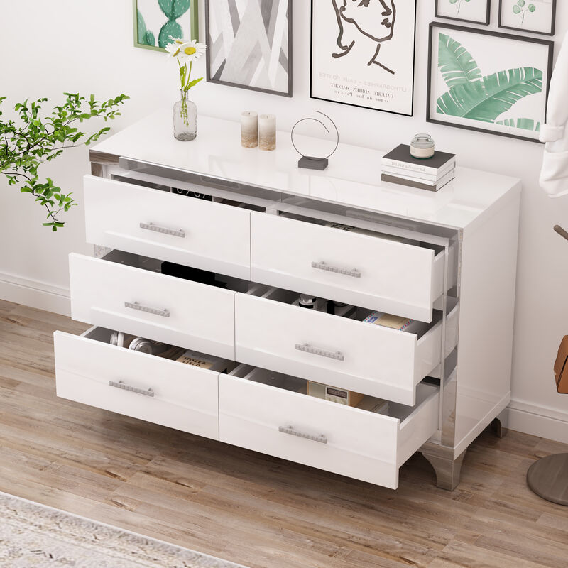 Merax Elegant High Gloss Dresser with Metal Handle