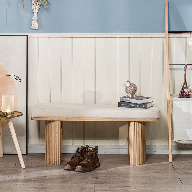 Wooden Scandinavian Bedroom Entry Bench