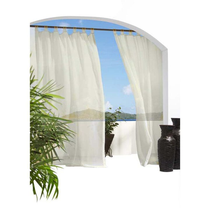 Commonwealth Outdoor Decor Escape Voile Hook and Loop Tab Curtain Panel - 54x96" - Ivory