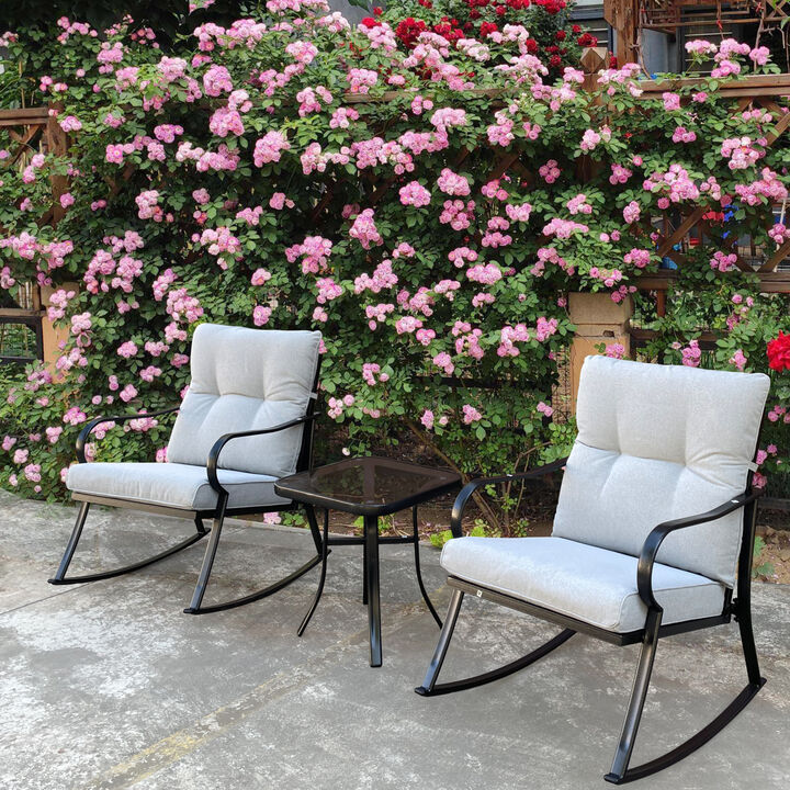 Rocker S Chair And Teapoy Offwhite