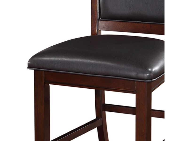 Wooden Armless High Chair, Espresso Brown & Black, Set of 2 - Benzara