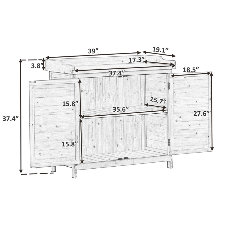 Rustic Outdoor Potting Bench with Storage