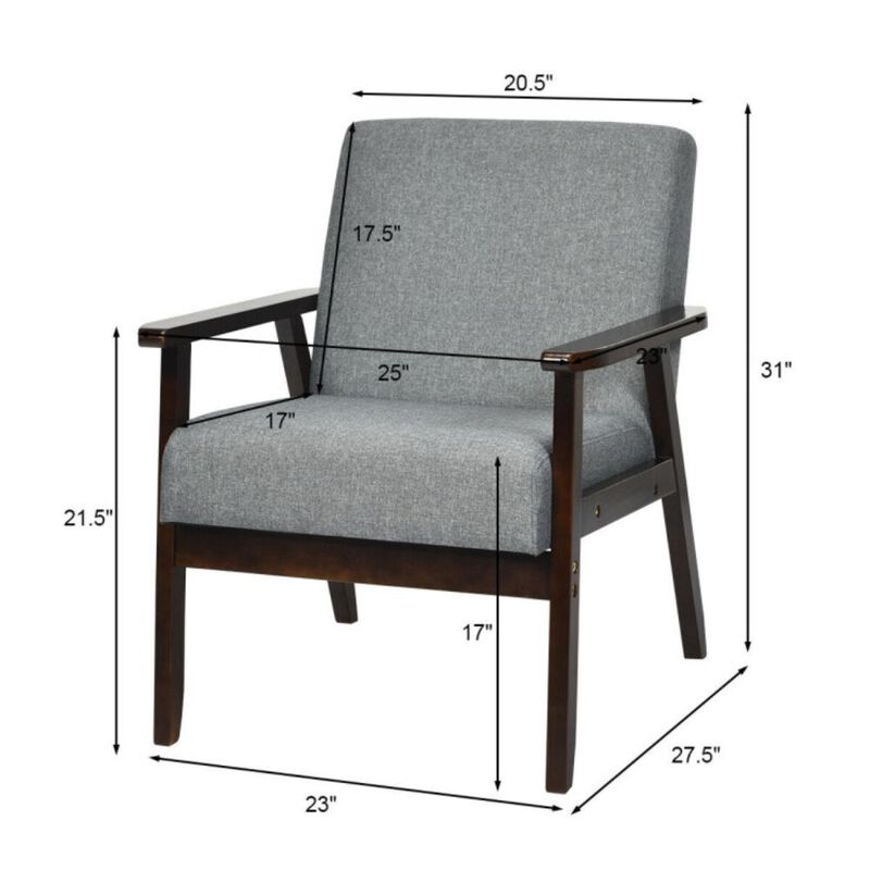 Hivvago Solid Rubber Wood Fabric Accent Armchair
