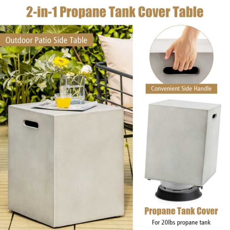Hivvago Propane Tank Cover Hideaway Table for Standard 20 Pounds Propane Tank-Gray