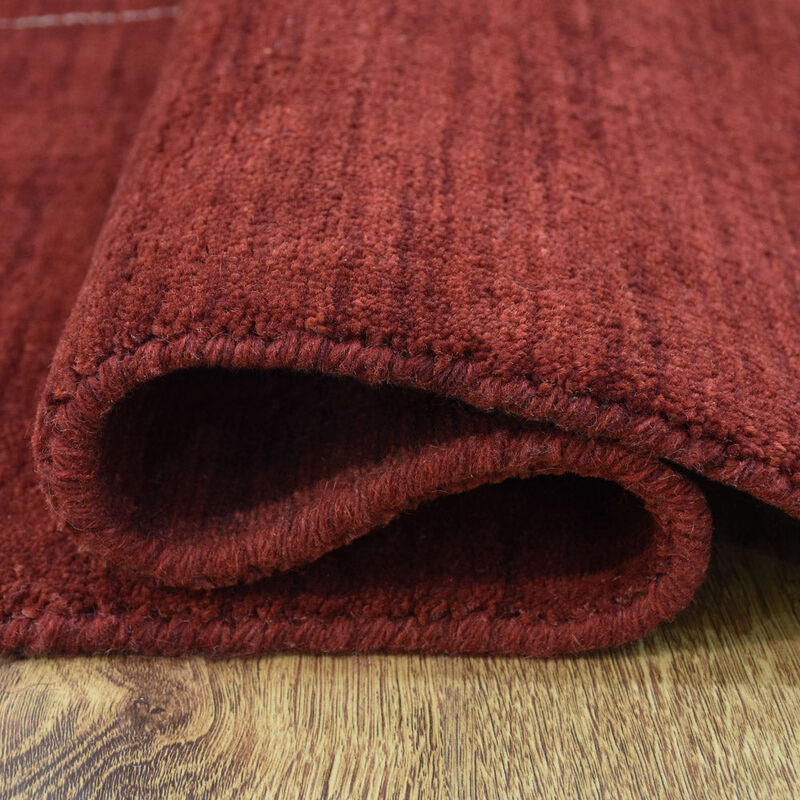 RUGSOTIC CARPETS HAND KNOTTED LOOM WOOL ECO-FRIENDLY AREA RUGS  - 6'x9', Rectangle, Red Color, Geometric Modern Design, High Pile Handmade Anti Skid Area Rugs for Living Room, Bed Room (L00645)
