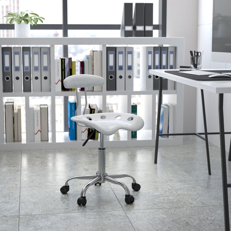 Elliott Vibrant Bright Blue and Chrome Swivel Task Office Chair with Tractor Seat