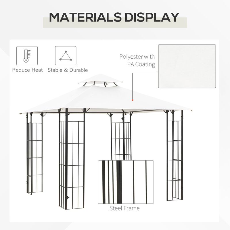 Elegant Patio Shelter: 10'x10' Vented Roof Gazebo with Metal Frame