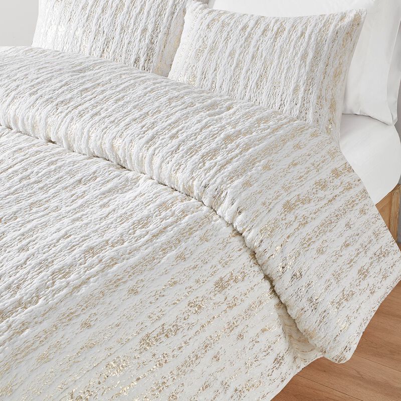 Gracie Mills Maelona Metallic Print Faux Fur Duvet Cover Set