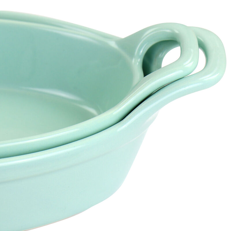 Martha Stewart Stoneware 2 Piece Oval Baker Set in Mint