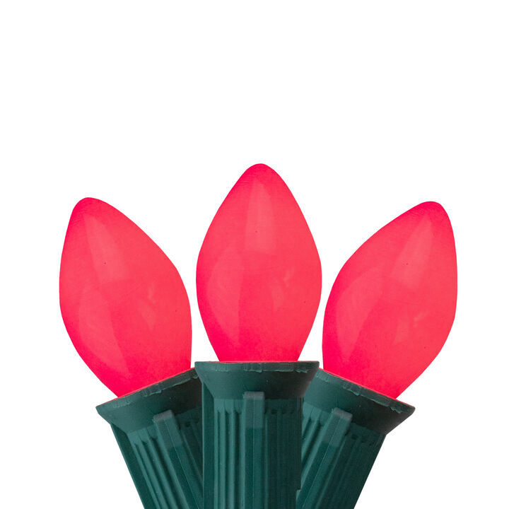 25-Count Opaque Pink C7 Christmas Lights Set  24ft Green Wire