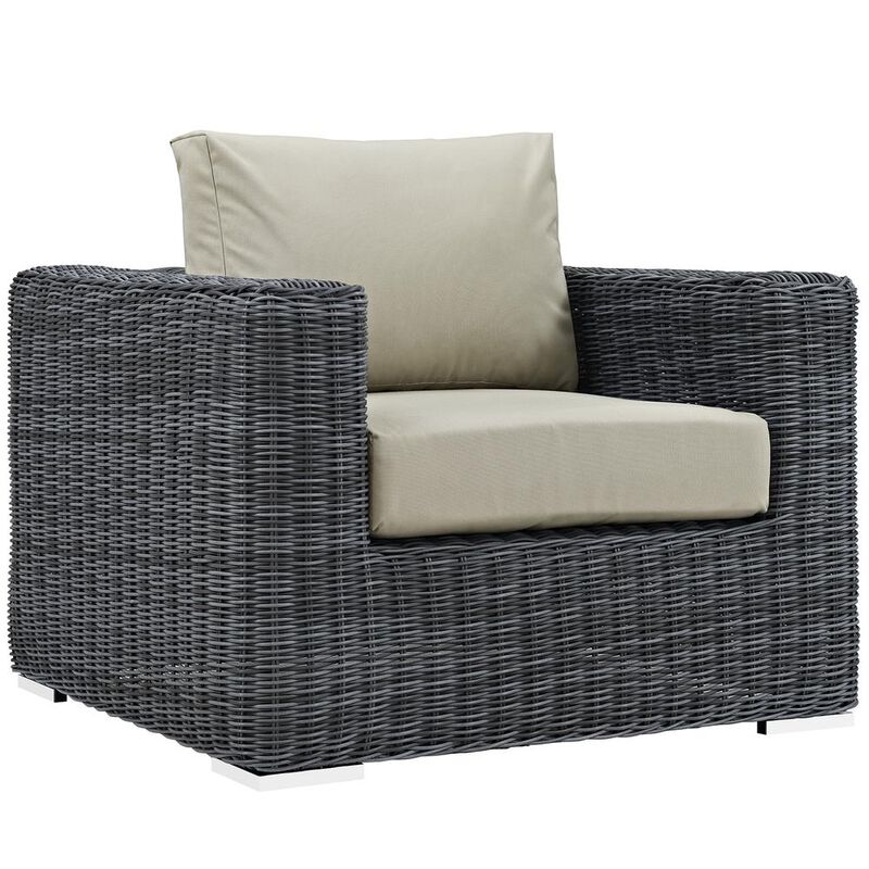 Summon 3 Piece Outdoor Patio Sunbrella Sectional Set - Canvas Antique Beige