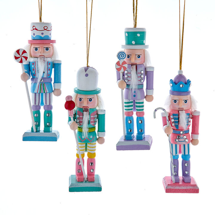 5" Pastel Nutcracker Ornaments – Set of 4 Assorted Christmas Decorations