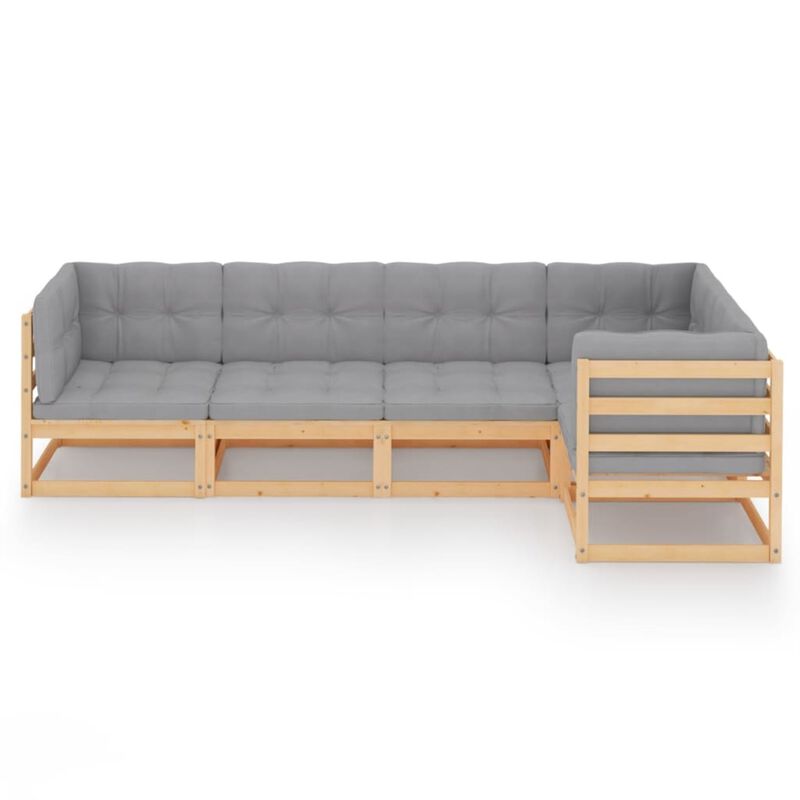 vidaXL 5 Piece Garden Lounge Set with Cushions Solid Pinewood