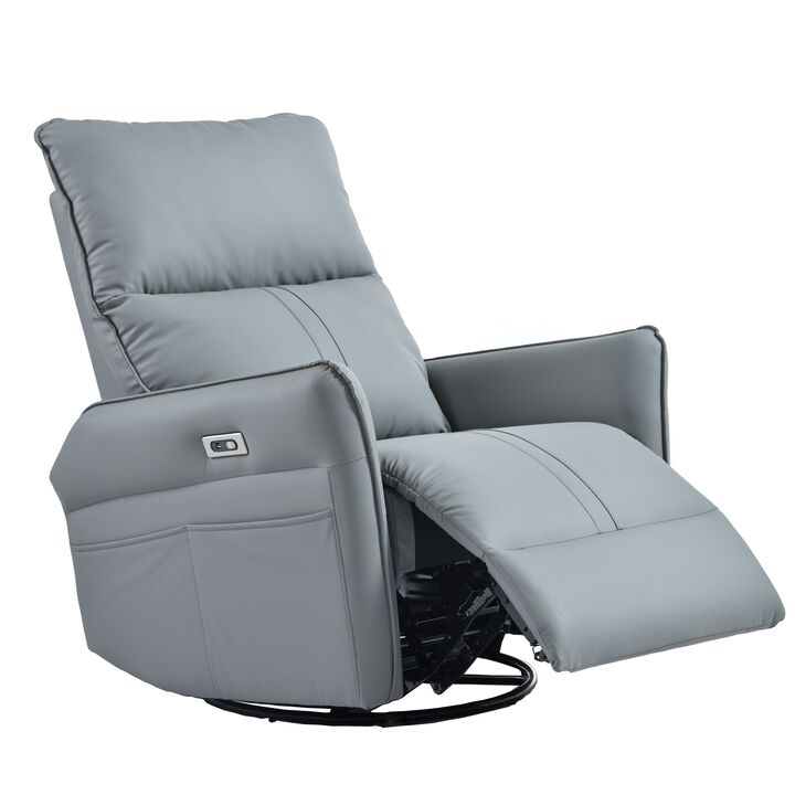 Mondawe 270° Power Swivel Rocker Recliner Chair, PU Leather Electric Glider with USB Ports Mondawe 270° Power Swivel Rocker Recliner Chair, PU Leather Electric Glider with USB Ports