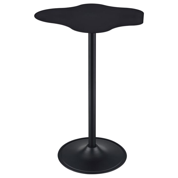 42 Inch Modern Bar Table, Black Metal Frame, Irregular Cloud Design - Benzara