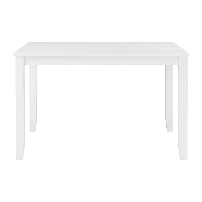 Oria 5 Piece Dining Set with Table, 4 Lattice Back Chairs, White Solid Wood - Benzara