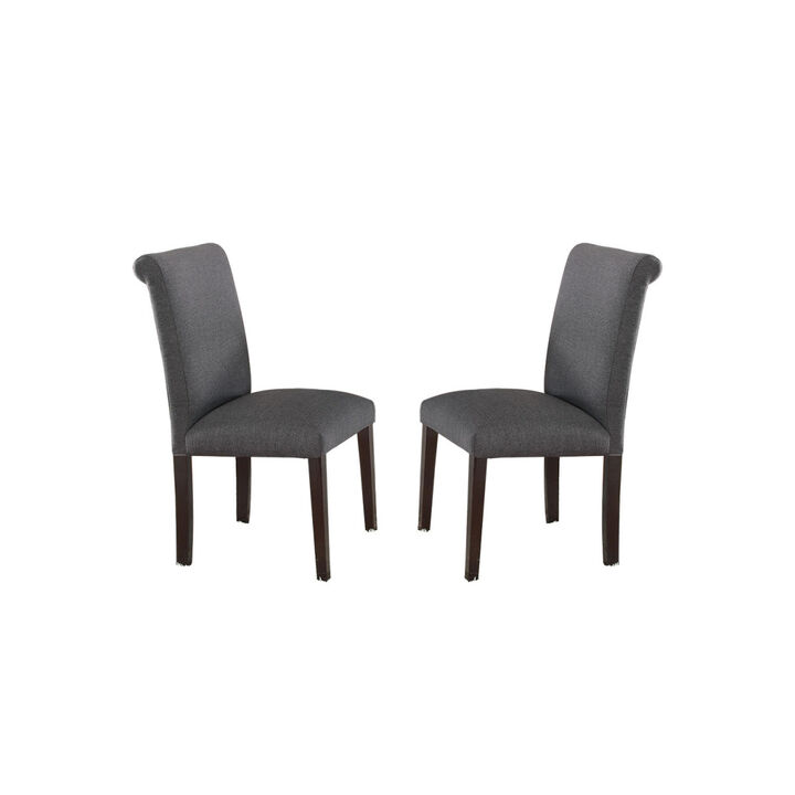Blue Grey Fabric Dining Chairs, Set Of 2