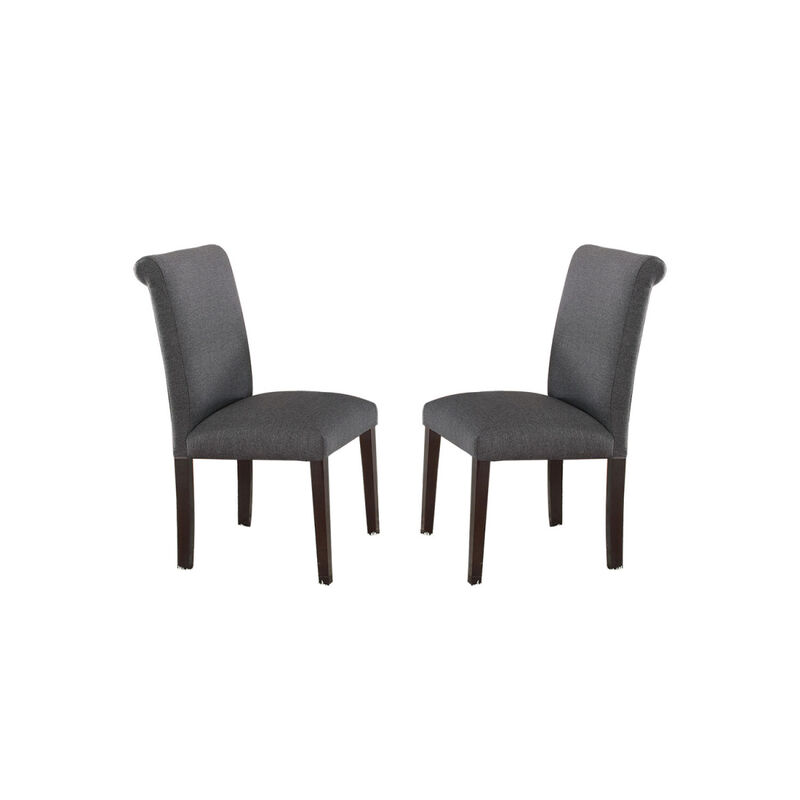 Blue Grey Fabric Dining Chairs, Set Of 2