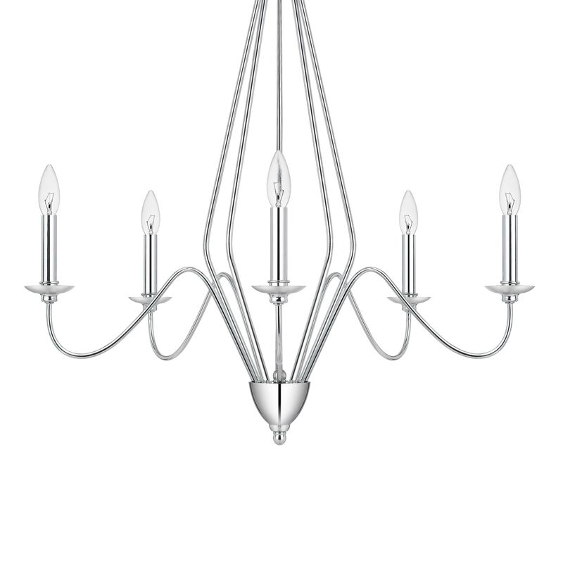 Wehy 30 Inch Chandelier w Canopy, Chrome Metal, Candelabra Design - Benzara