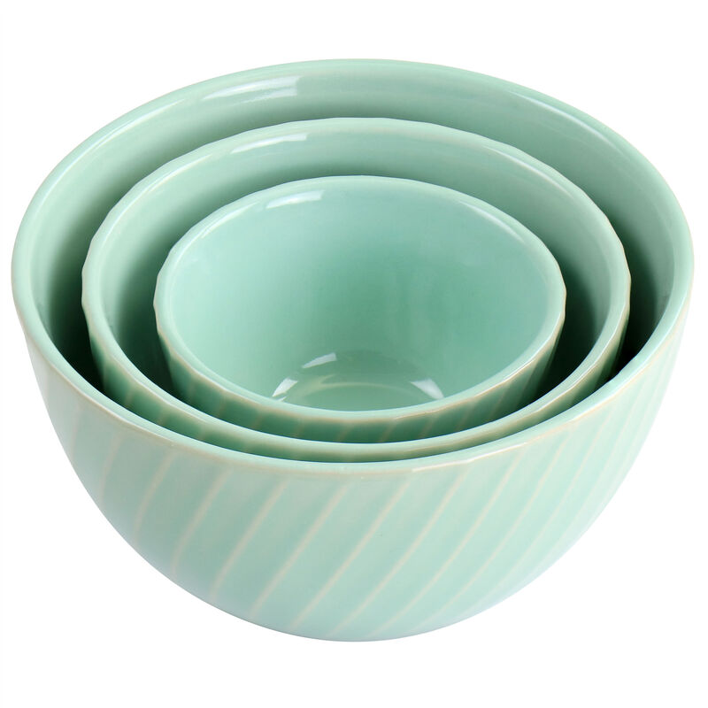 Martha Stewart 3 Piece Stoneware Mini Bowl Set in Mint