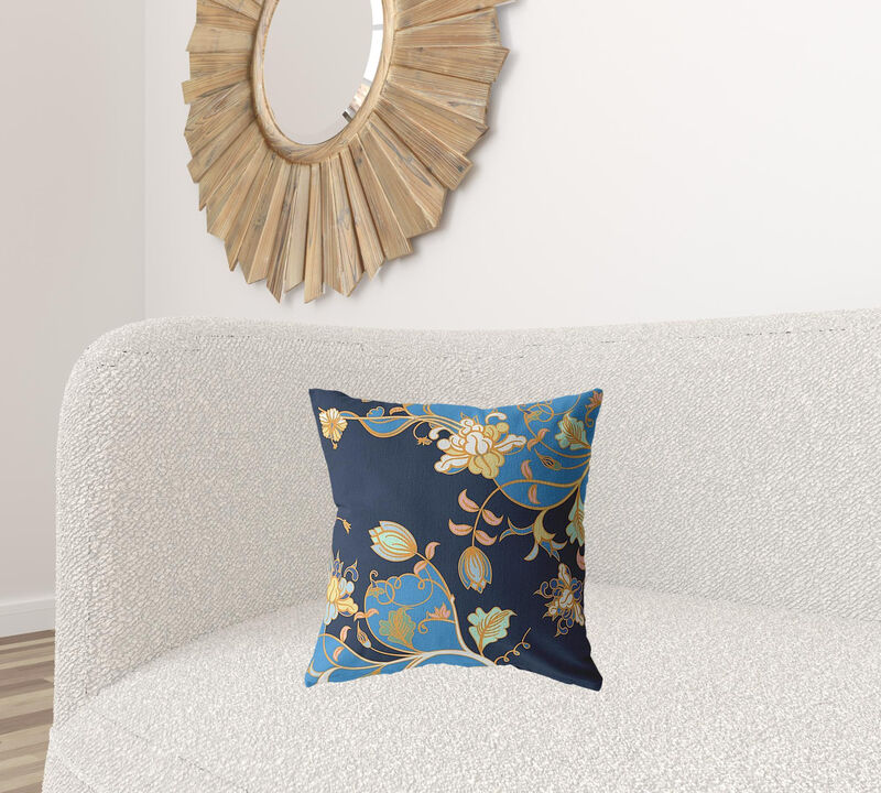 Hivvago 18" Navy Blue Garden Zippered Suede Throw Pillow
