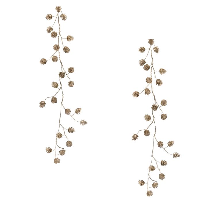 Frosted Pine Cone Twig Garland (Set of 2)