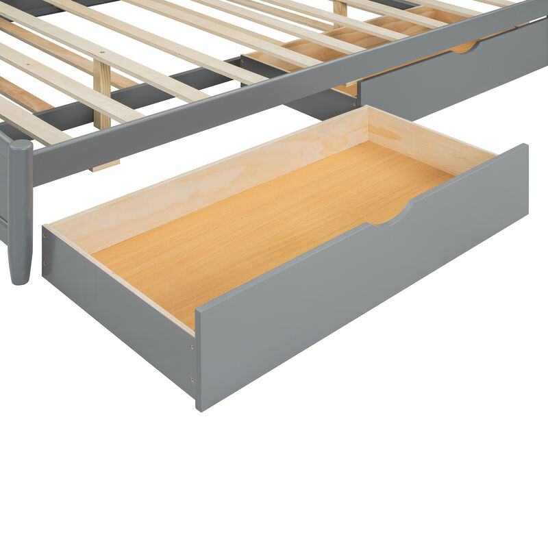 Merax Platform Bed with Drawers and Twin XL Trundle