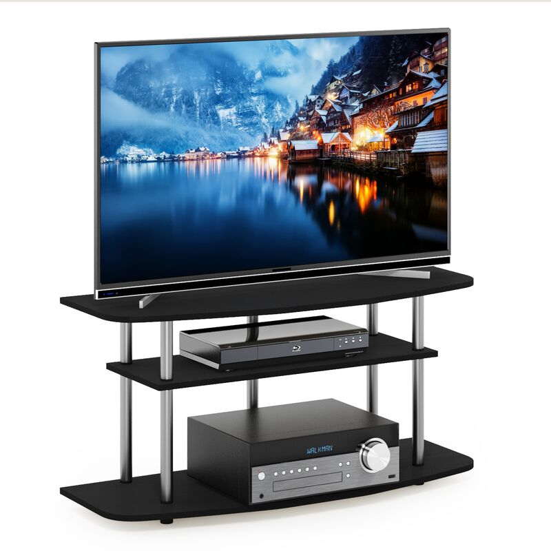Furinno Furinno Frans Turn-N-Tube 3-Tier TV Stand for TV up to 46, Black Oak