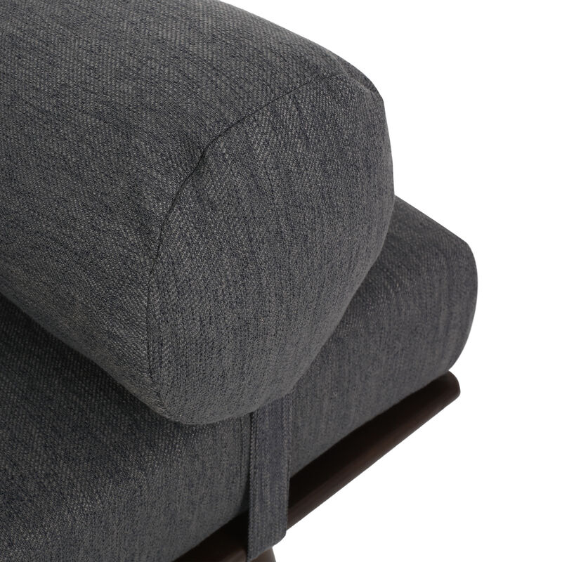 Mid-Century Modern Chaise Lounge with Button-Tufted Upholstery and Bolster Pillow