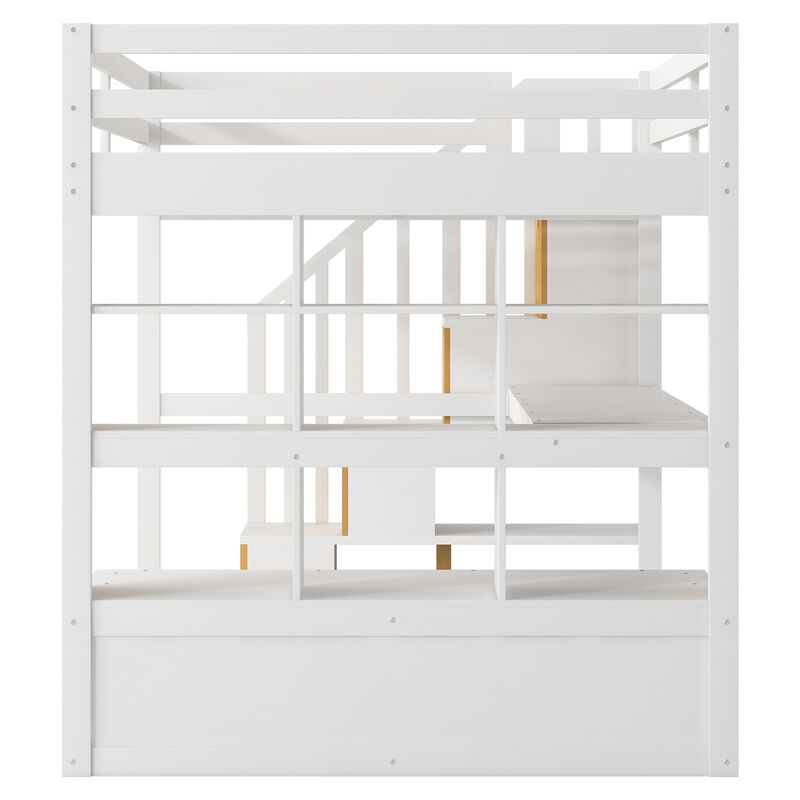 Merax Loft Bed with Desk and Storage Staircase
