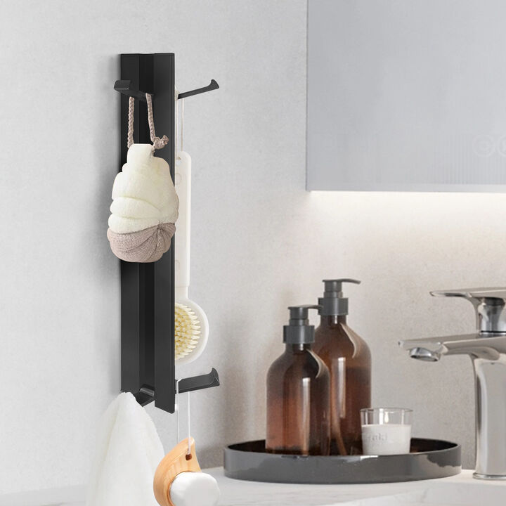 Aluminum Wall Mounted 6 - Hook Coat Rack Black Gold