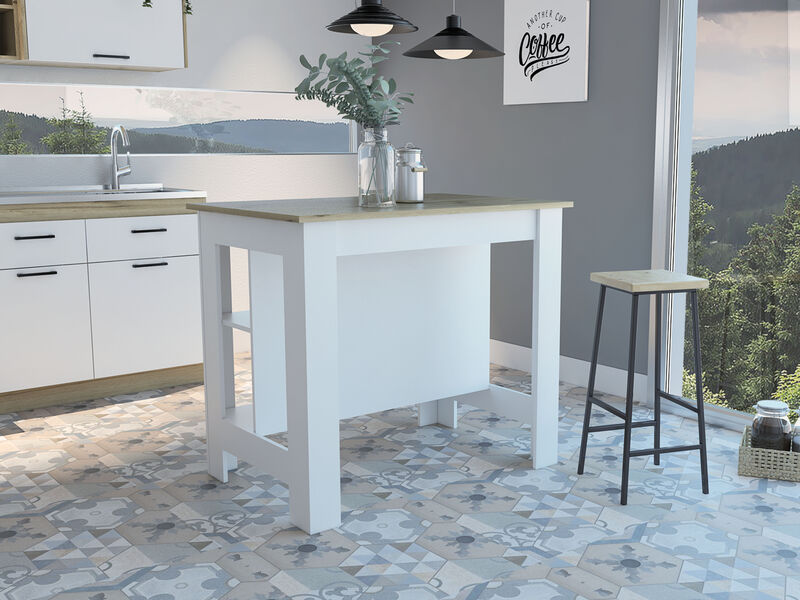 Streamdale Cala Kitchen Island w/ Shelves & Antibacterial Finish