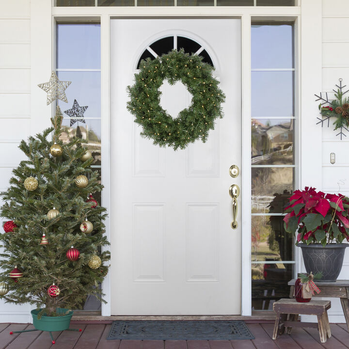 Pre-Lit Whitmire Pine Artificial Christmas Wreath - 24-Inch  Warm White LED Lights