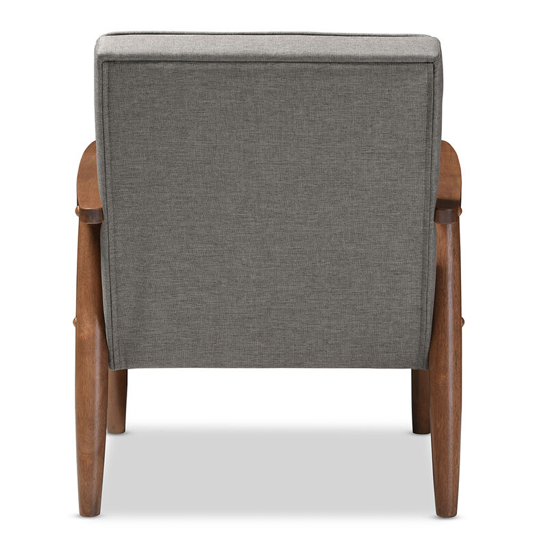 Baxton Studio Sorrento Mid-century Retro Modern Grey Fabric Upholstered Wooden Lounge Chair