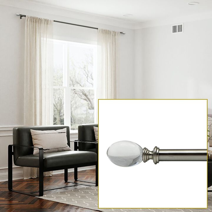 Crystale Egg Finial Curtain Rod Set, Adjustable Length from 72" to 144"