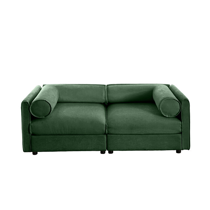 Merax Chenille 2-Seater Sofa with Storage Seat