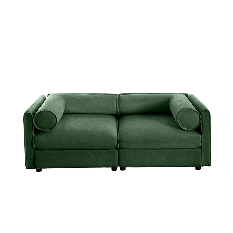 Merax Chenille 2-Seater Sofa with Storage Seat