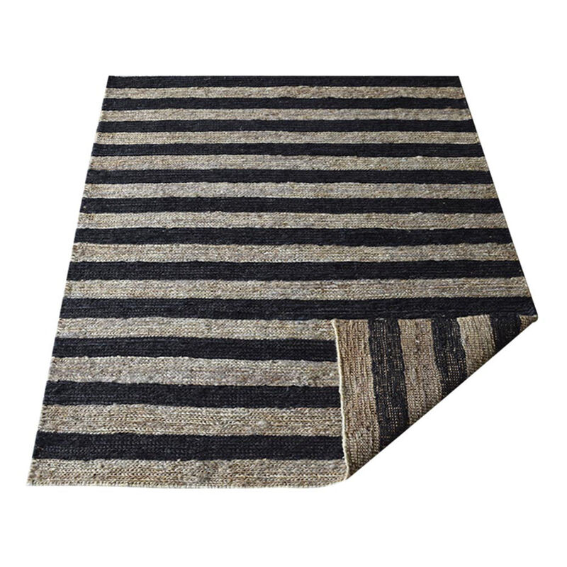 HAND KNOTTED SUMAK JUTE ECO-FRIENDLY Contemporary AREA RUGS  - 4'x6', Rectangle Shape, Beige Black Color, Contemporary, High Pile, Natural Fiber, Outdoor Indoor Handmade Area Rugs (J00083)