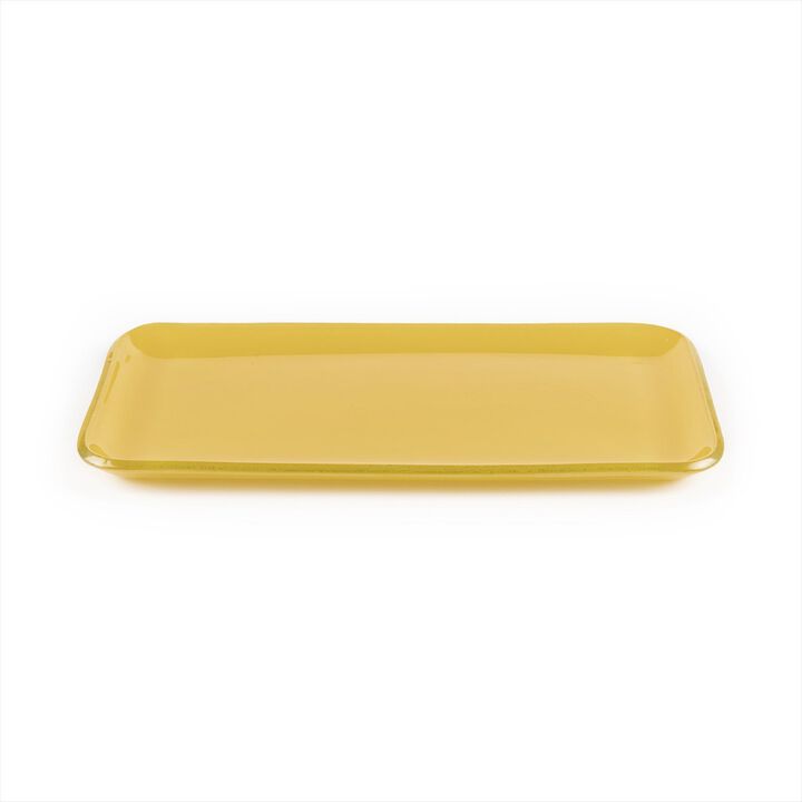 Glass Dinnerware 12.25" x 6" x h:1" Rectangular Turmeric Glass Platter