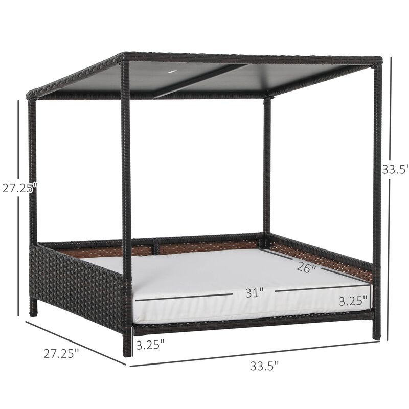 Brown Pet Retreat: Wicker Dog House with Raised Rattan Design