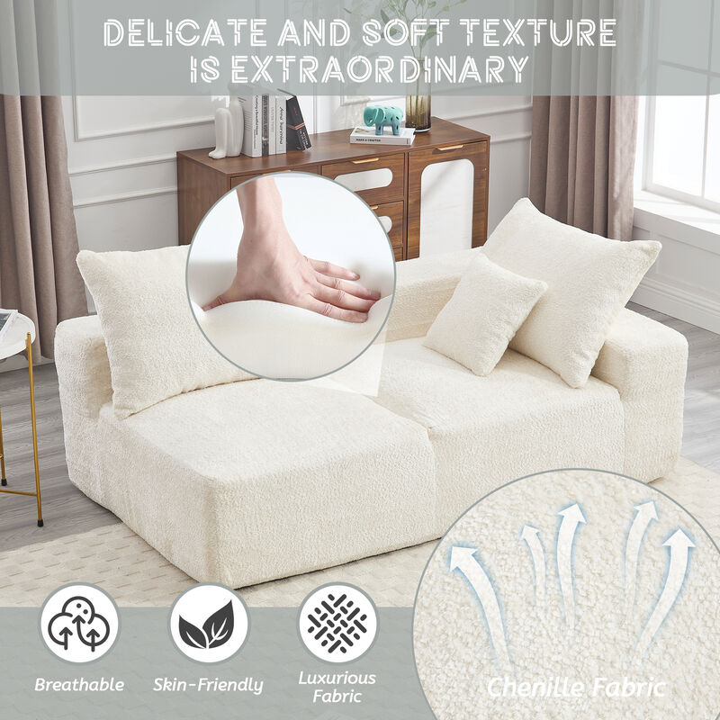 Merax Modern Deep Seat Chenille Fabric Sofa Couch