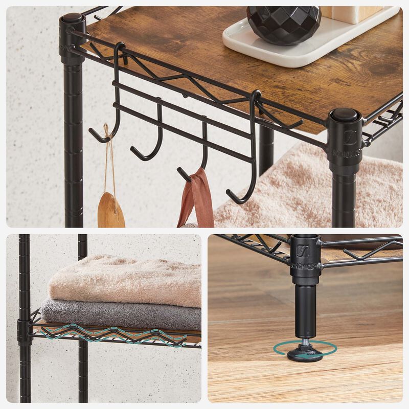 Small Space Bathroom Shelf – Storage Rack with Convenient Removable Hooks