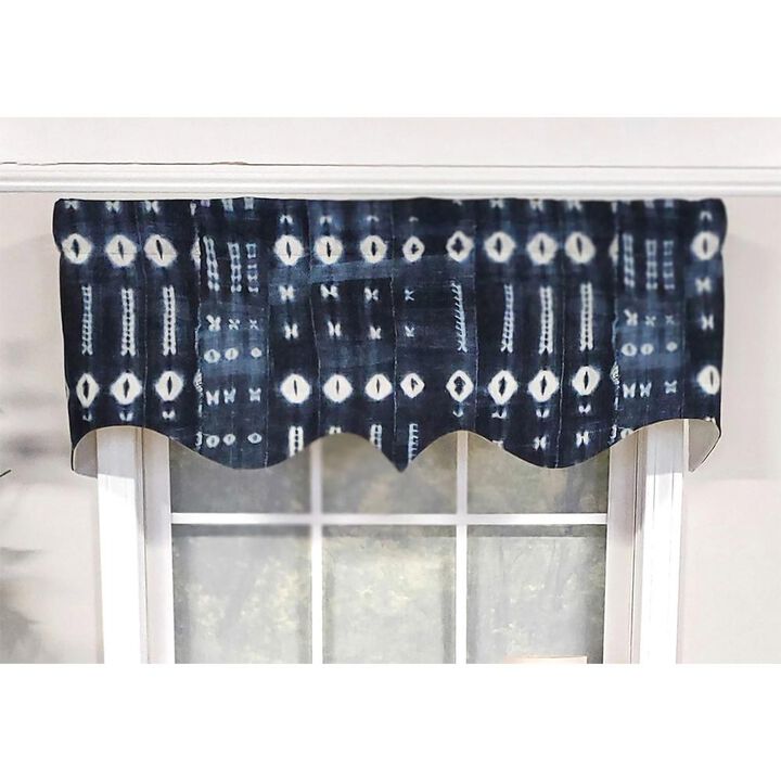RLF Home Modern Design Classic Pulsar Regal Style Window Valance 50" x 17" Indigo