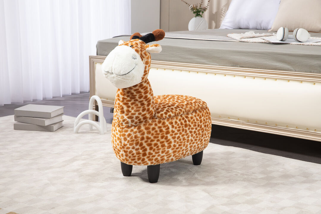Brown Giraffe Animal Storage Ottoman