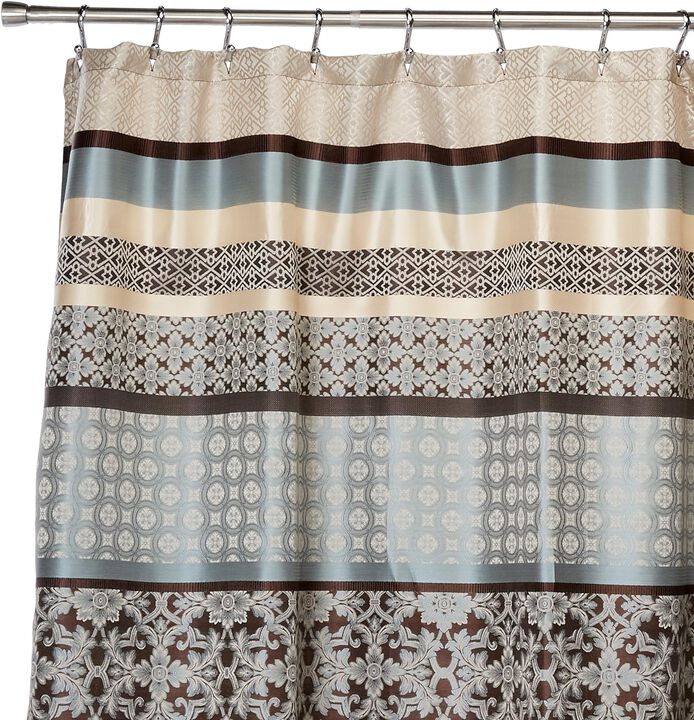 Belen Kox Blue Jacquard Geometric Shower Curtain, Belen Kox