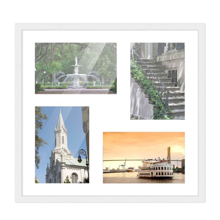 14x14 Wood Collage Frame with a White Mat for 5x7 Pictures