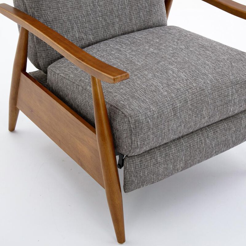 Comfort Pointe Terni Wood Arm Push Back Recliner in Performance Fabric - Ashen Grey