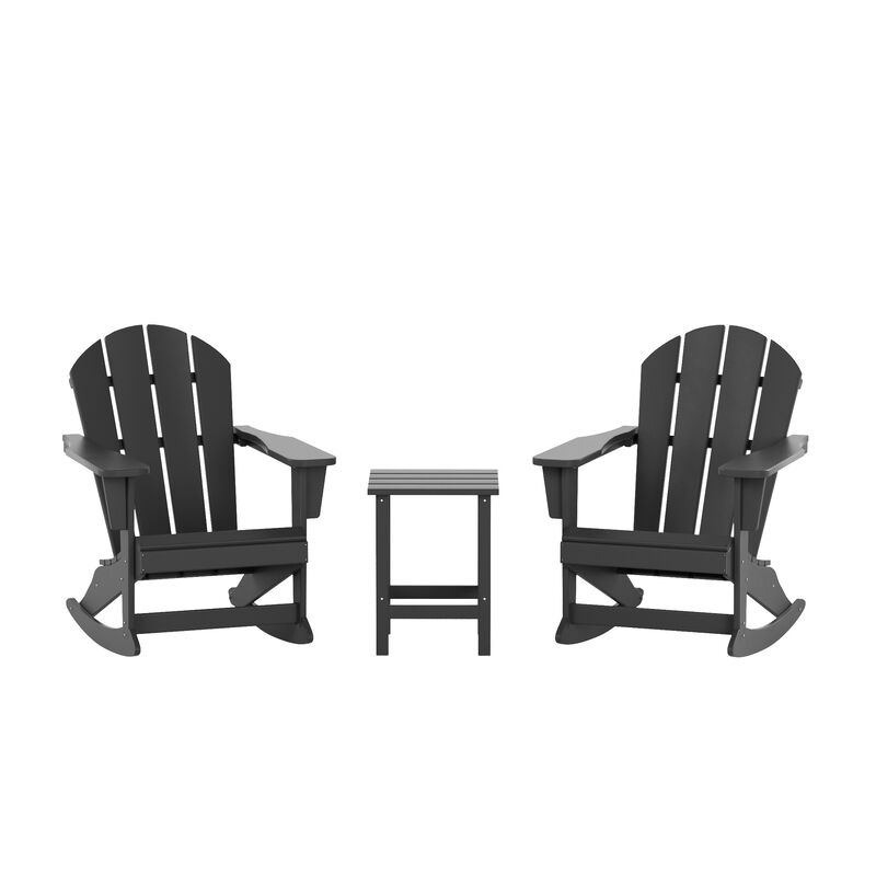 WestinTrends 3-Piece Outdoor Patio Rocking Adirondack Chairs with Side Table Set