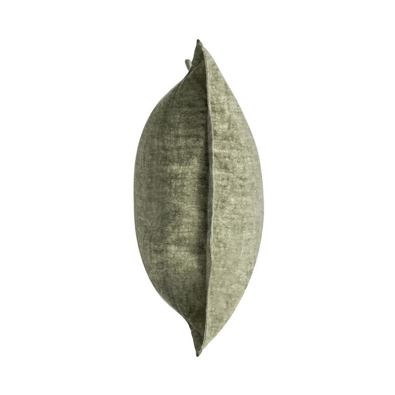 Pixie Throw Pillow, Self Flange, 22 Inch Green Cotton Linen Blend - Benzara