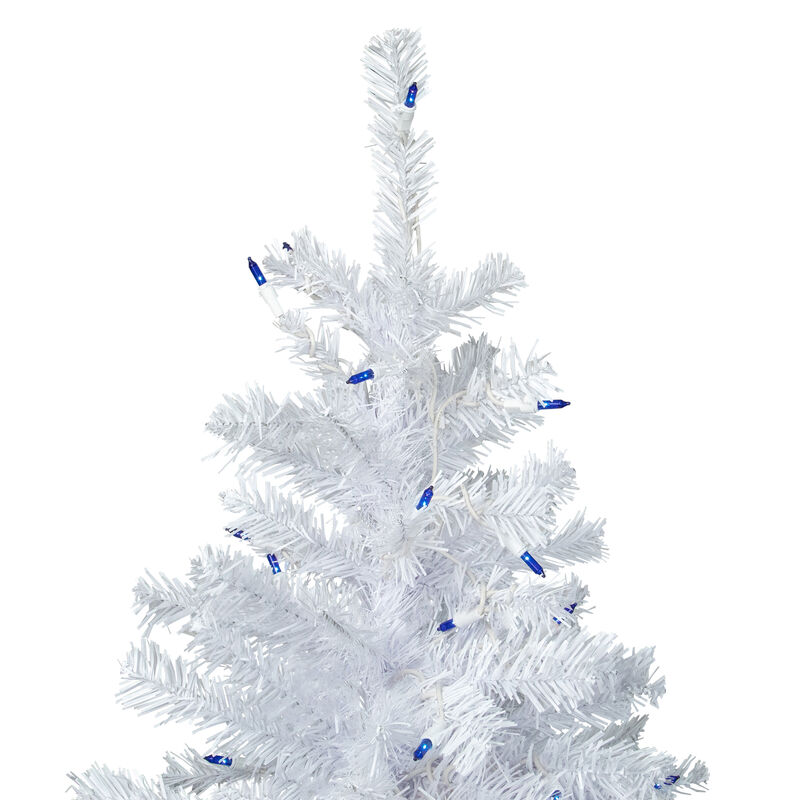 6.5' Pre-Lit Woodbury White Pine Pencil Artificial Christmas Tree  Blue Lights